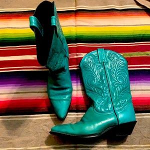 Turquoise western fashion boots